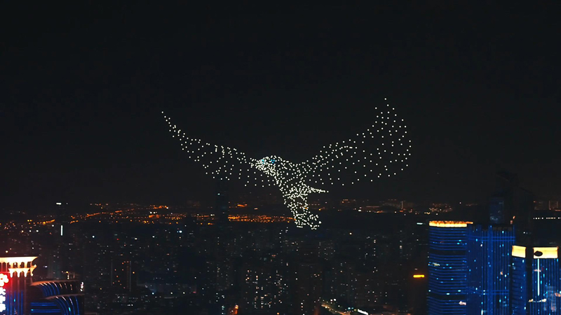 無人機光影表演耀夜飛行，派勤硬件助力展翅騰飛！